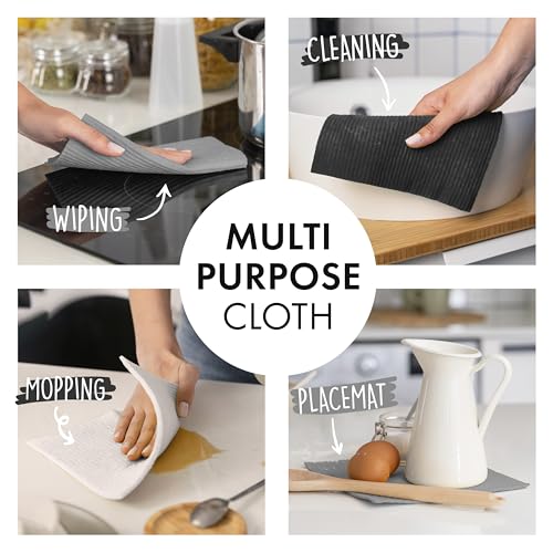Miniatura 3 de Superscandi 6 Piezas Paños De Cocina - 100 Biodegradables Y Compostables Trapos De Cocina Reutilizables, Aptos Para Alimentos Y Sin Plástico Bayetas Para Todas Las Superficies, Gris