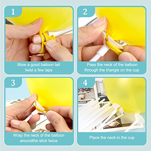 Image of PP OPOUNT 120 Pieces Balloon Sticks, 12.6 inches Balloon Sticks with Base, Plastic BalloonSticks with Cups for Birthday, Party, Anniversary, Wedding Decoration (Upgraded Version) (Pack of 2)