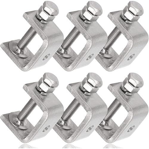 Stainless Steel C Clamps Mini 1 Inch for Mounting, Heavy Duty Metal U Clamps for Metal Working, Small Desk Clamp with Stable Wide Jaw Opening & Protective Pads/I-Beam Design (6pcs)