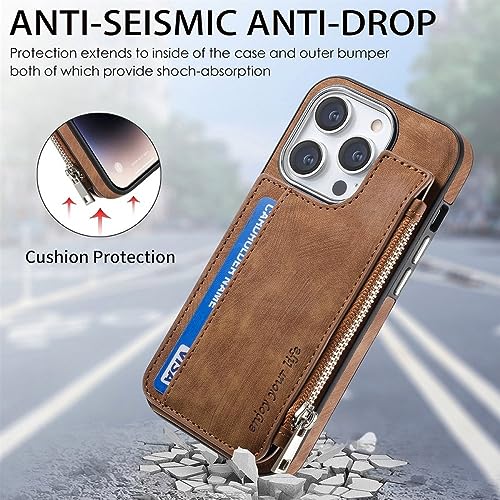 Coque en cuir iPhone 14 Pro Max magnétique antichoc finition premium marron