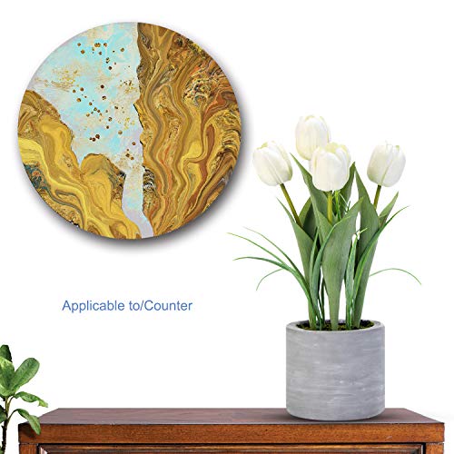 Jusdreen Artificial Potted Tulips Flowers With Cement Vase Vivid Tulip Flowers Arrangement For Home Office Décor House Decorations(5 White Tulips) #TOP3