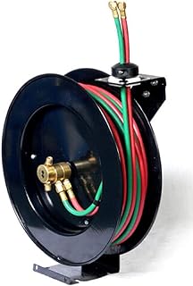 Auto-Rewind Retractable 50-Ft x 1/4-Inch Twin Welding Hose Reel with Rubber Hose New,Jikkolumlukka