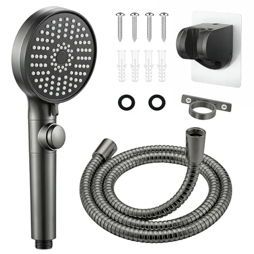 ECOHARV RV Shower Head with Hose High Pressure Handheld RV Shower Head Replacement with On Off Switch 5 Modes Power Jet Camper Shower Head for RV Travel Trailer Motorhome Boat RV Essentials Gray