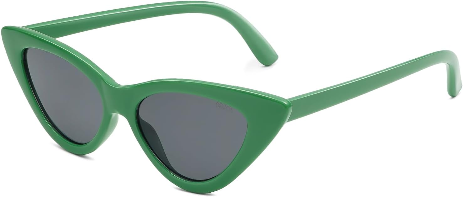 SOJOS Retro Vintage Narrow Cat Eye Sunglasses for Women Clout Goggles Plastic Frame SJ2044