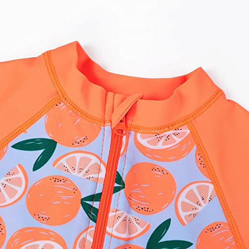 XFGIRLS Baby/Toddler Girls Swimsuit Long Sleeve One-Piece Bathing Suit Rash Guard for Kids 5-6 Years, Lemon