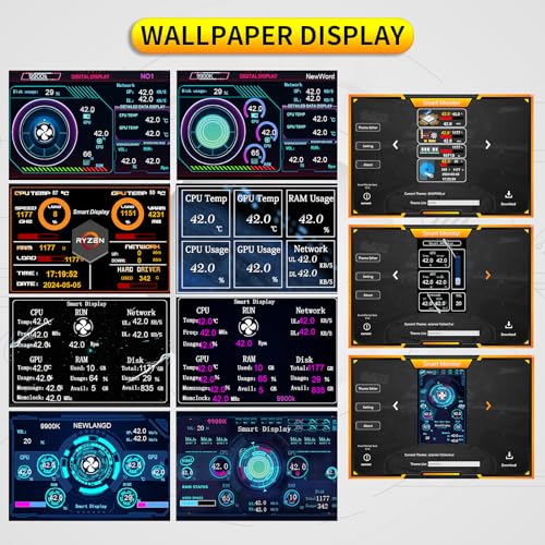 Image of TAPDRA 3.5 inch inch IPS USB Mini Screen Computer Temp Data Monitor Display Type-C Sub Screen for PC ARGB Computer Case Secondary Screen, black, feiQ103700000