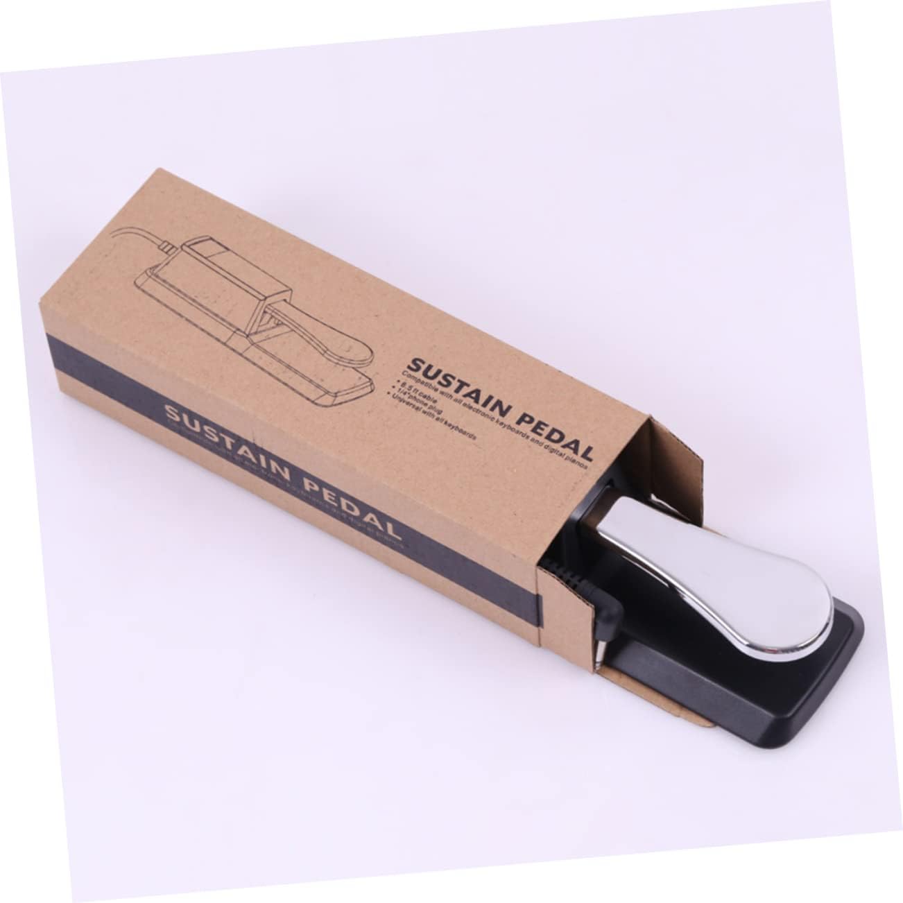 SHOWERORO Sustain Pedal for Keyboard High-tough Foot Pedal Non- Base Compatible Electronic Keyboards and Digital Pianos for and Black