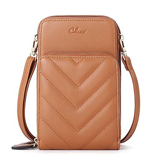 CLUCI Kleine Umhängetasche für Damen aus Leder, Mini-Schultertasche, Reise-Geldbörse, modisches Designer-Portemonnaie, hellbraun,