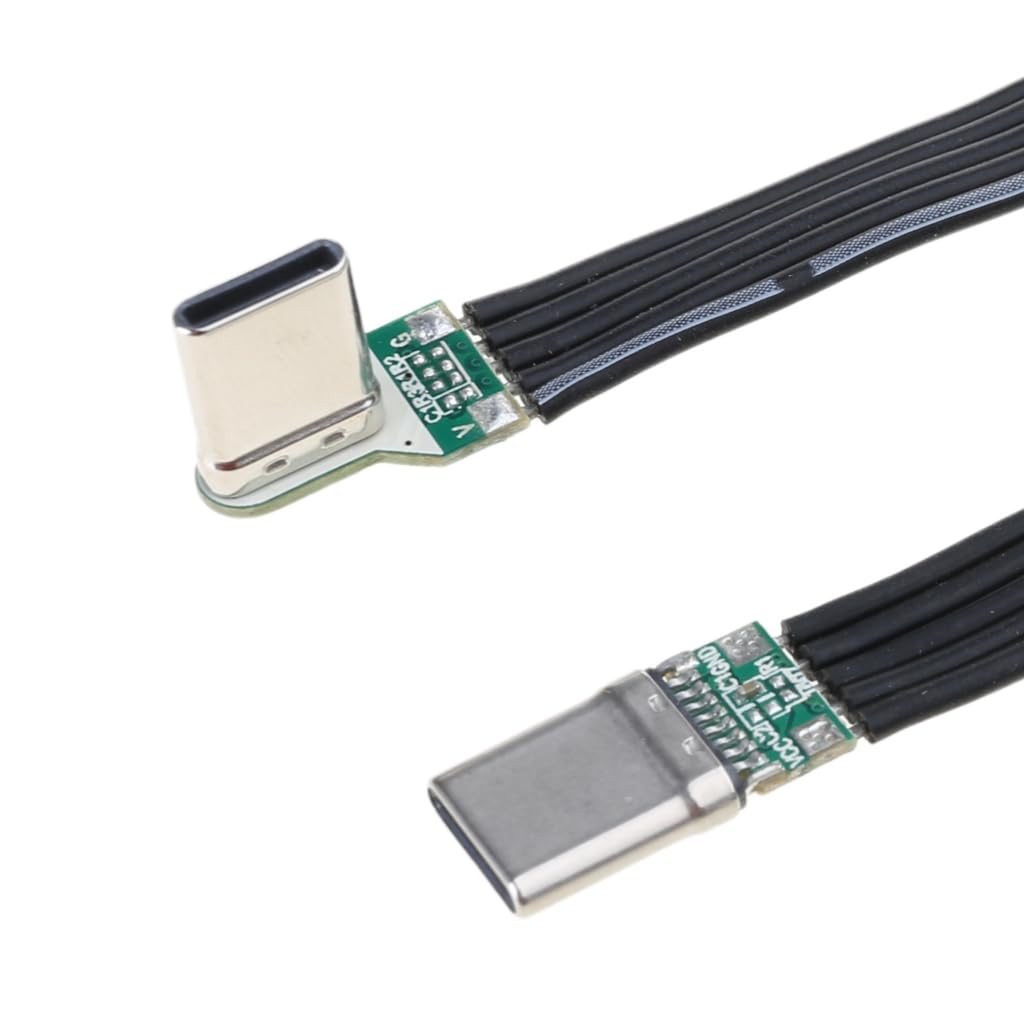 Elnwnnkc Flexible Flat Silicone USB C to USB C Cable Angled for Camera Phones 60W Fast Charging 480Mbps Data