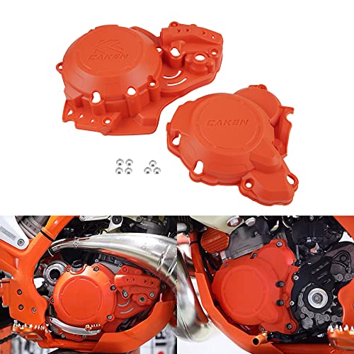 Nicecnc Orange Front Brake Disc Rotor Guard & 2T Engine Clutch Ignition Cover Protector Kit Compatible With Ktm Xcw Exc 125 200 250 300,See Fitment #TOP5