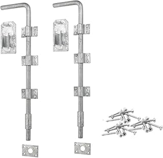 Heavy Duty Drop Bolt for Gates – 18\" or 24\" | Black Japanned or Galvanised | 15mm Steel Bar with Fixings | Outdoor Locking Bolt for Gates, Sheds, or Barn Doors (Galvanised Steel, 18\" (450mm))