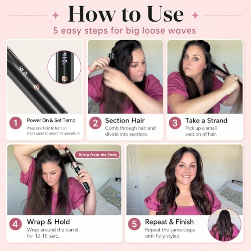 Image of 1 1 /2 Inch Curling Iron: Hahahope Large Barrel Hair Curler for Beach Waves
