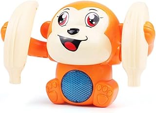 Early Infant Electric Flip and Head Monkey Toys, 2023 New Electric Monkey Toy, Flip Dancing Monkey Toy, Electric Flipping Dancing Toy Rolling Monkey, Birthday Gift for Boys Girls (Orange)
