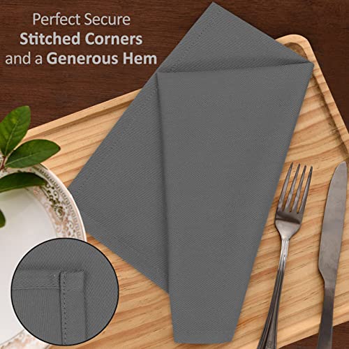 Image of Ruvanti Cloth Napkins Set of 4, 18x18 Inches Napkins Cloth Washable, Soft, Durable, Absorbent, Cotton Blend. Table Dinner Napkins Cloth for Hotel, Lunch, Restaurant, Wedding Parties - Charcoal Grey