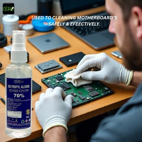 Image of CERO IPA Isopropyl Alcohol for Cleaning, All Electronics, Clean Your Makeup Tools, Clean CPU, GPU and Screen, Repair Cosmetics 70% Pure [(CH3)2-CH-OH] CAS: 67-63-0 (100ml)