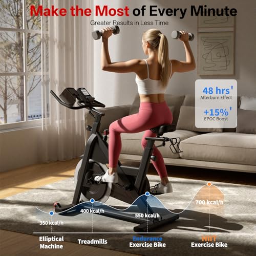 Image of JOROTO Exercise Bike, Magnetic Stationary Bikes for Home with 40LBS Flywheel, App Supported Indoor Bike with 350LBS Weight Capacity, Low Noise,Digital Monitor,Bottle and Tablet Holder