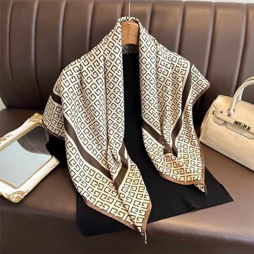 Fashion and Elegant Silk Feeling Scarf Square Satin Retro Style Sunscreen Head Scarf for Women Digital Printed2