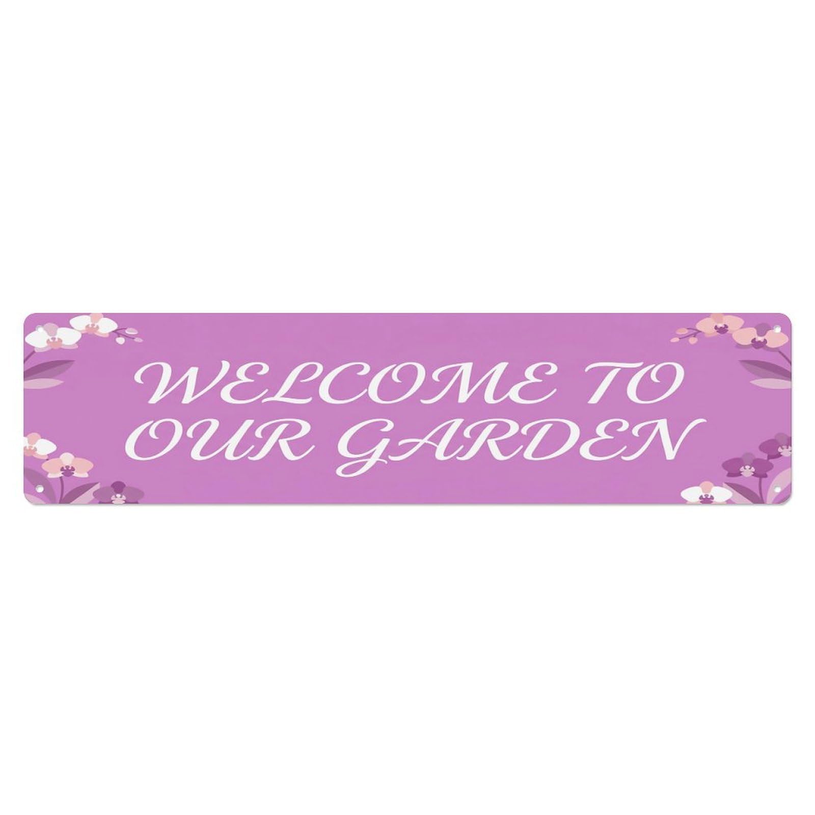 Vintage Welcome to Our Garden Orchid Metal Tin Sign