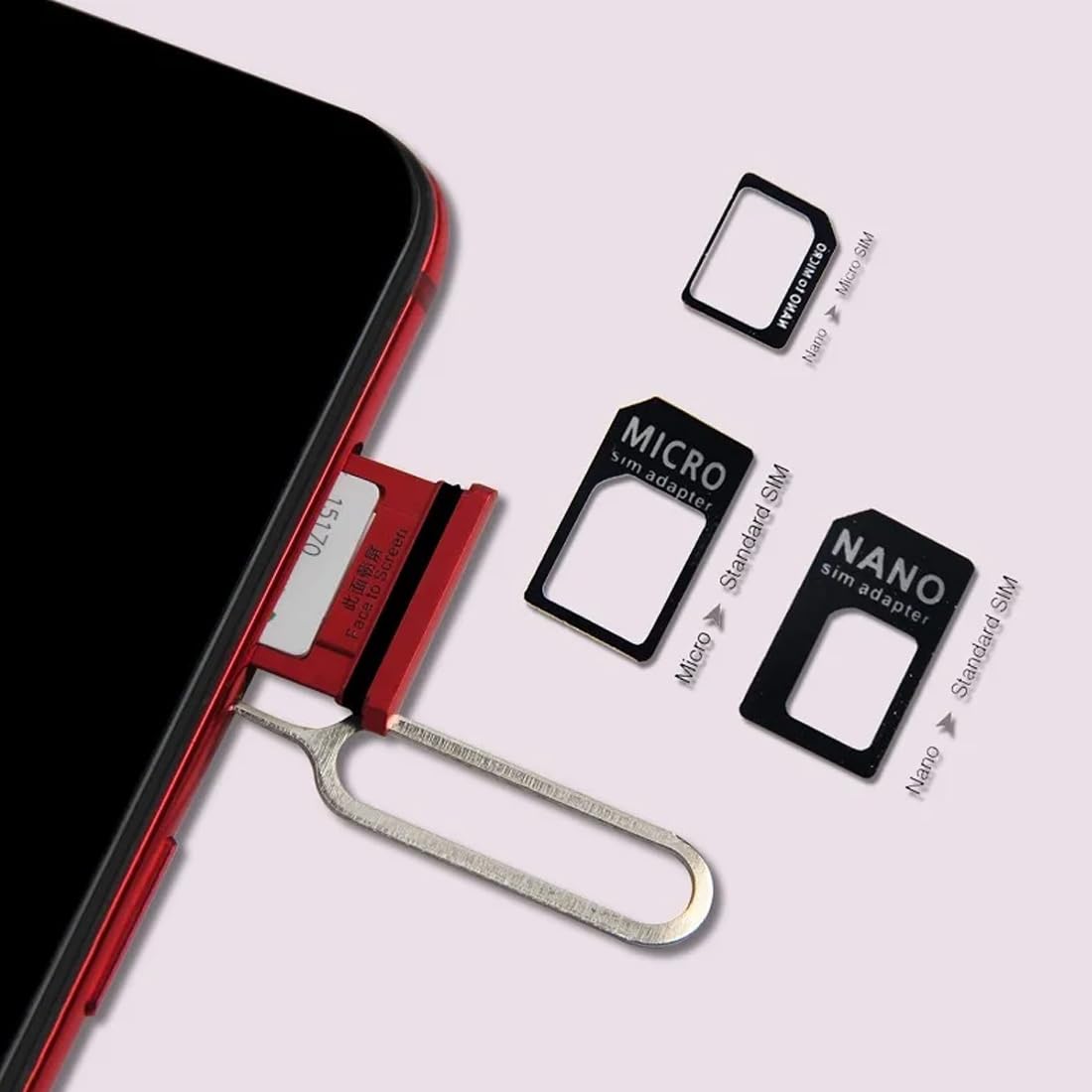 Kit 10 Adaptateurs SIM – SIM, Micro SIM, Nano SIM – Avec éjecteur Et 4 Cordons Téléphone – Pour Smartphone, Tablette