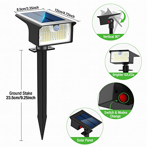 Nipify Solar Spot Lights Outdoor Motion Sensor, [6 Pack/62 Led]3 Modes Solar Landscape Spotlights Outdoor Waterproof, 2-In-1 Solar Lights Outdoor Wall Lights For Yard Garden Patio Pathway, Cool White #TOP2