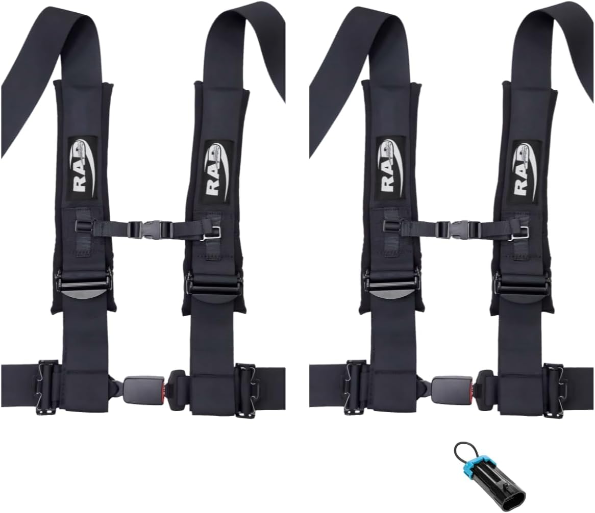 Rad UTV Parts 4‑Point 3" Auto‑Latch Harness – Memory‑Foam Padded, EZ‑Adjust, Quick‑Latch Safety System for Polaris RZR Models With Bypass Plug