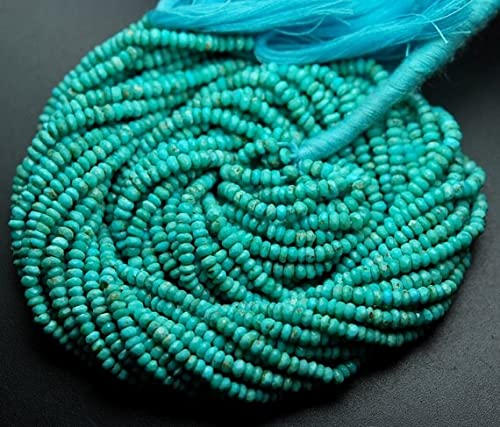 Turquoise d'Arizona naturelle en perles rondelles facettées 3mm pour création bijoux DIY