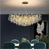 LED Modern Chandelier Lamp, Modern Gold Luxury Crystal Chandeliers Compatible with Dining Room Branch Hanging Lamp Long Lighting Fixture Compatible with Living Room . Lobby,Modern LED Chandelier ，Indo