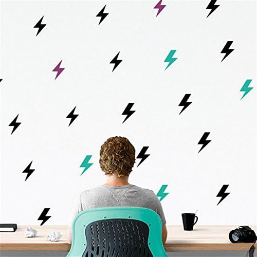 JMHWALL 24pcs/set Lightning Bolt Pattern removable thunder vinyl decal wall Stickers for home decor,M2S1,lemon