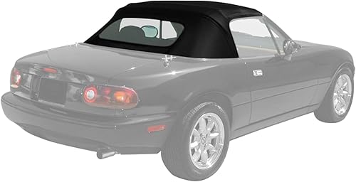 Miniatura 2 de Repuesto de techo de convertible estilo cabrio de fábrica completo de vinilo para Mazda Miata Cabrio con vidrio de plástico transparente, Negro