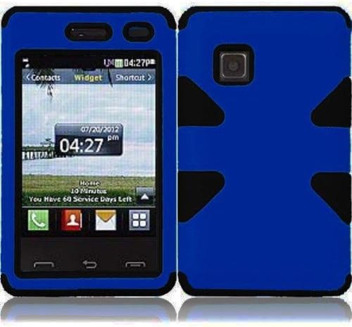 Importer520 Dynamic Hybrid Tuff Hard Case Snap On Phone Silicone Cover Case for LG 840G LG840G TracFone, StraightTalk, Net (Blue/Black)