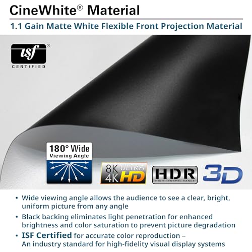 Image of Elite Screens Kestrel Tab-Tension 3 140 inch 16:9 Floor Rising Projector Screen | Motorized Electric CineWhite 1.1 Gain 4K /8K UHD UST /Short Throw Front Projection Screen, RF /IR Remote, FTE140H3