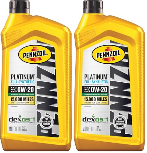 Pennzoil Platinum Full Synthetic 0W-20 Motor Oil (1-Quart, Single) (Pack of 2)