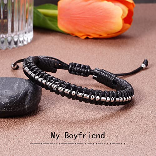 Inspirational Gifts for Men Morse Code Bracelets Mens Bracelets Graduation Gifts for Him Fathers Day Adjustable Leather Bracelet Motivational Birthday Annivesary Jewelry Stocking Stuffers for Men
