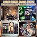 Celltestria 56 Pcs Halloween Miniatures Decorations 1:12 Scale Magic House Accessories Mini Wooden Bookshelf Furniture Set Tiny Sorcery Bottles Books Desk Chair Witch Hat Dollhouse Decor