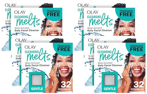 Image of Olay Face Wash, Gentle Cleansing Melts, Fragrance-Free, Daily Use Cleanser, For All Skin Types, Travel Size, Water-Activated to Clean, Tone, and Refresh, 32ct (Pack of 8)