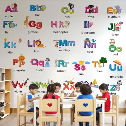 Image of StickMe Alphabets Wall Sticker for Kids Learning | Educational Nursery, Preschool & Kindergarten Baby Room Decor | (Premium Extra Large - 210 x 170 cm)