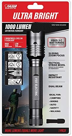 Feit Electric LED Tactical Flashlight, Aluminum, Black