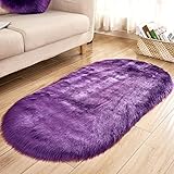 Long Faux Fur Artificial Skin Rectangle Fluffy Chair Seat Sofa Cover Carpet Mat Oval Shaggy Area Rug