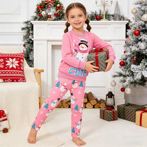 Image of Little Girls 2 Piece Outfits Ruffle Sleeve Unicorn Sweatshirts Top and Leggings Set School Outfits Kids Clothing Set