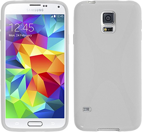 Tumundosmartphone Funda Gel TPU Blanca para Samsung Galaxy S5 Mini G800F Modelo X-Line