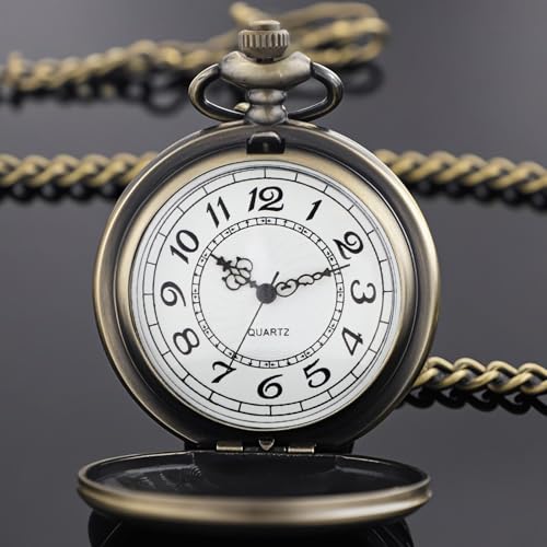 Image of Smooth Pocket Watch Alloy Steel Quartz Roman /Arabic Numerals with 37cm Chain for Father's Day Xmas Best Gifts