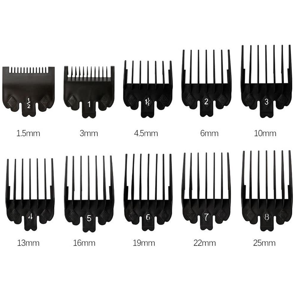 gofidin 10Pcs/Set Hair Clipper Combs Guide Kit 1.5-25mm Plastic Hair Trimmer Guards Barber Replacement Parts Universal Hair Salon Tool