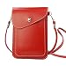 PU Leather 2 Layers Vertical Cellphone Pouch Bag with Shoulder Strap and Magnetic Button for Apple iPhone Samsung Galaxy and Other Smartphone Red
