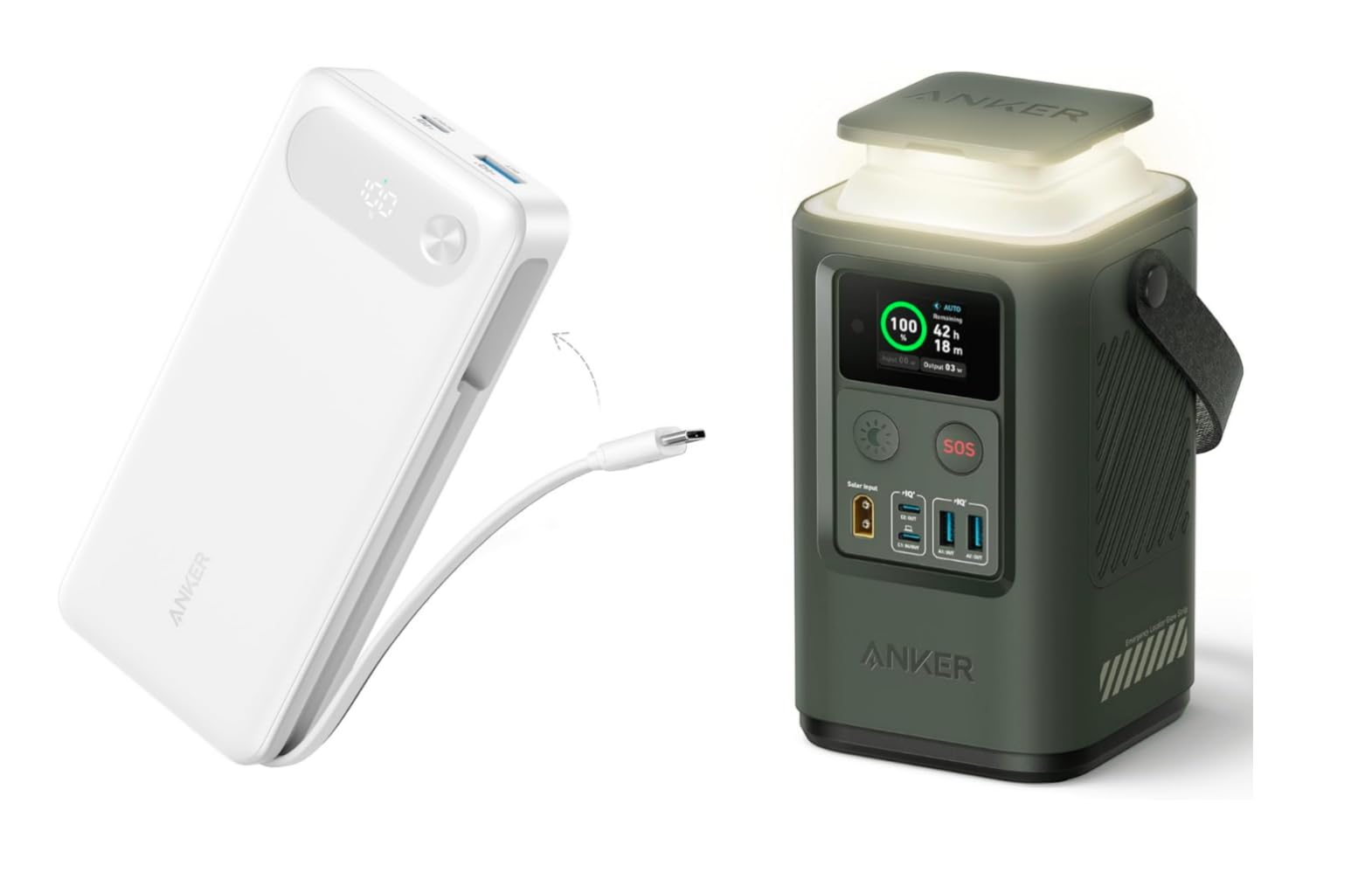 Anker Power Bank 20 000mAh Portable Charger with Built-in USB-C Cable 87W Max Fast Charging Battery Pack Power