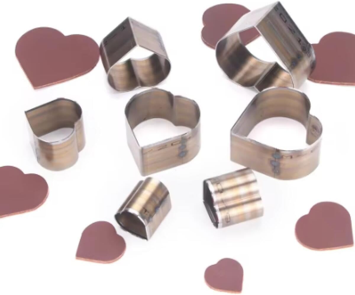 YJIUYUANQ Steel Die Punch Cutter Leather Cutter Hollow Punching Tool for Handmade DIY Leather Craft (7 Size Heart Shape）