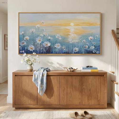 Extra Large Framed Coastal Beach Floral Wall Art for Living Room, 60x30 In by mxart - Used condition - Image 4