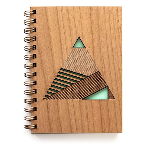 Geometric Pyramid Laser Cut Wood Journal (Notebook/Birthday Gift/Gratitude Journal/Handmade/Christmas Gift)