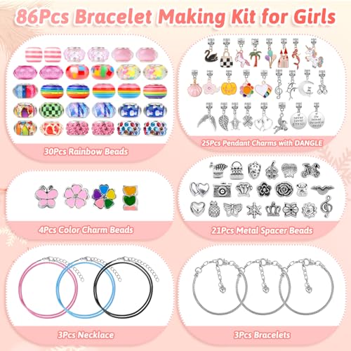 Jollidecor TM-083 Charm Bracelet Making Kit, 86 Pcs Diy Jewelry Making Charms Kit For Wome, 250 Pcs Clay Beads thumb #1