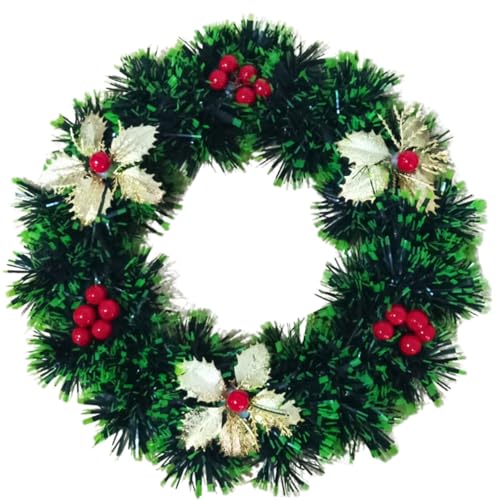 Guirlanda Decorada 24cm Flor e Azevinho Verde - Three Brothers