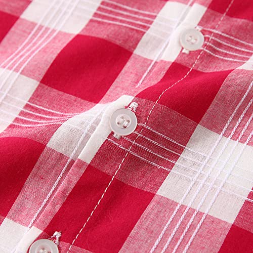 Boy's Button Down Shirts Kids Thin Athletic Lapel Tops Outwear Jacket Toddler Classic Clothing Formal Plaid Dress Shirt3